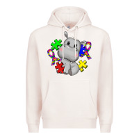 Pale Pink autism hippopotamus Premium Hoodie - CowGirlArtShop
