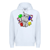White autism hippopotamus Premium Hoodie - CowGirlArtShop