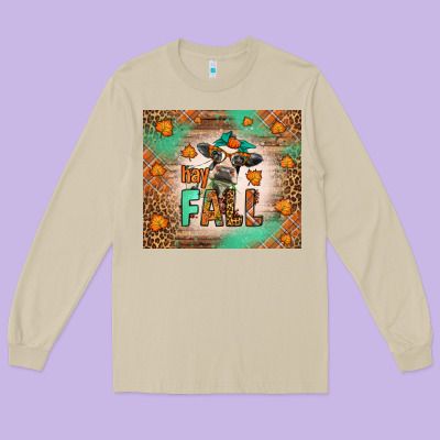 Western Hay Fall Cow Long Sleeve Tee Designed By Lillyallendesigns