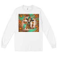 White Western Hay Fall Cow Long Sleeve Tee - LillyAllenDesigns