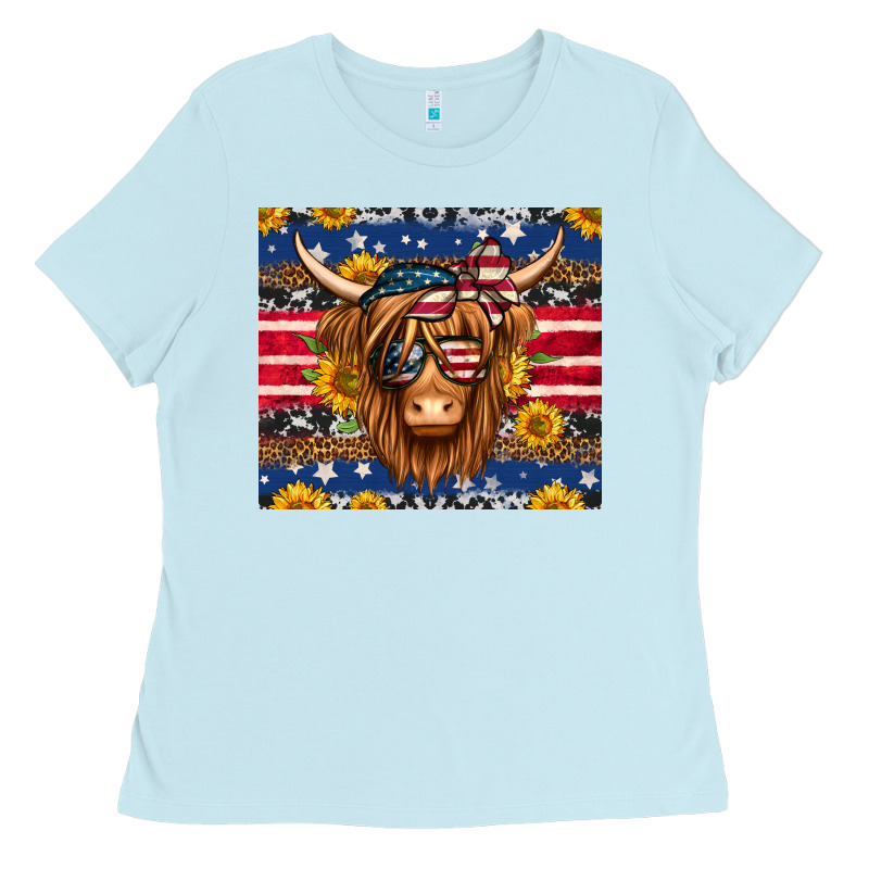 4th Of July Longhaired Cow Tumbler Ladies Tee by Jasminsmagicworld | Teevron