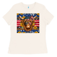 Bone 4th of july longhaired cow tumbler Ladies Tee - Jasminsmagicworld
