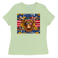 Matcha 4th of july longhaired cow tumbler Ladies Tee - Jasminsmagicworld