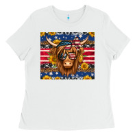White 4th of july longhaired cow tumbler Ladies Tee - Jasminsmagicworld