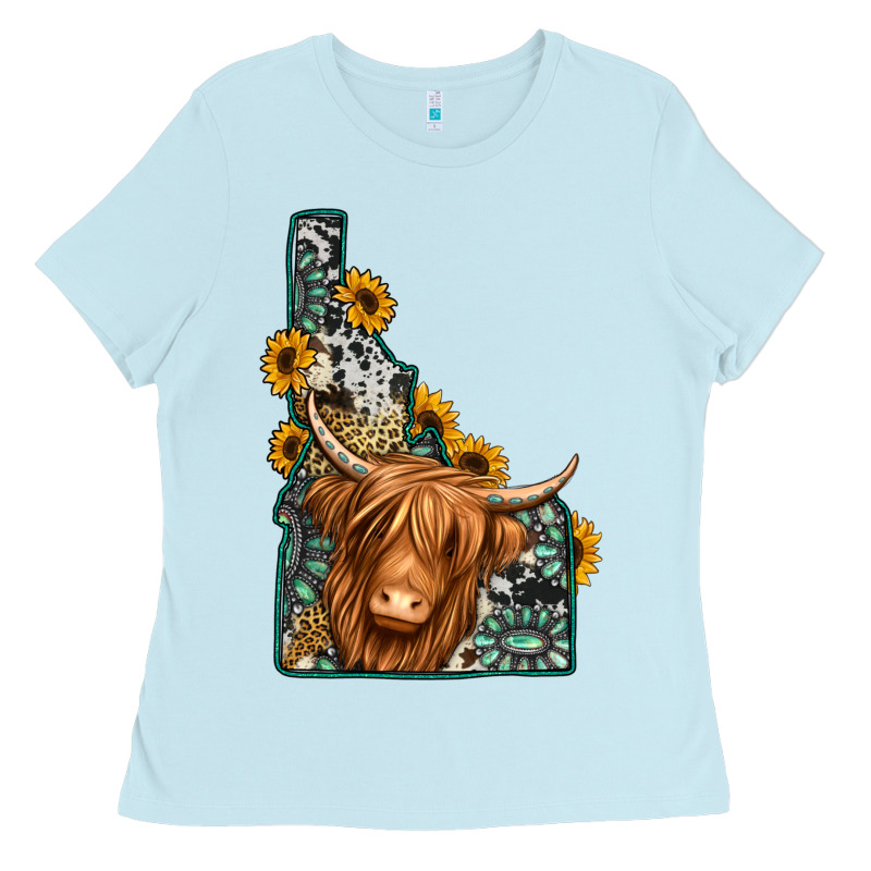 Idaho Map Long Haired Cow Ladies Tee by Jasminsmagicworld | Teevron