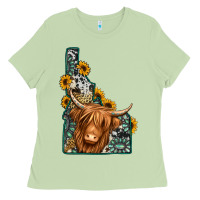 Matcha idaho map long haired cow Ladies Tee - Jasminsmagicworld