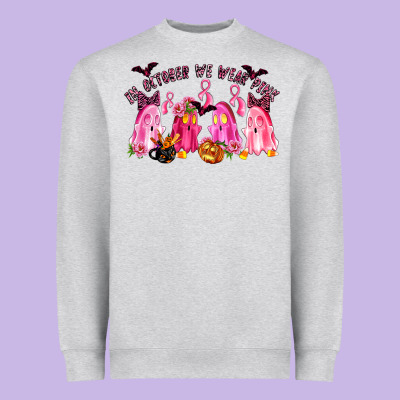 In October We Wear Pink Heavyweight Sweatshirt Designed By Lillyallendesigns