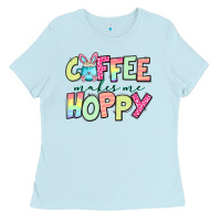 Baby Blue coffee makes me hoppy easter Ladies Tee - Jasminsmagicworld