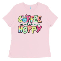 Bubblegum Pink coffee makes me hoppy easter Ladies Tee - Jasminsmagicworld