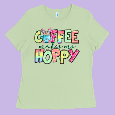 Coffee Makes Me Hoppy Easter Ladies Tee Designed By Jasminsmagicworld