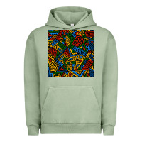 Pigment Oil Green african geometric seamless pattern Urban Hoodie - BundleAndBundleShop