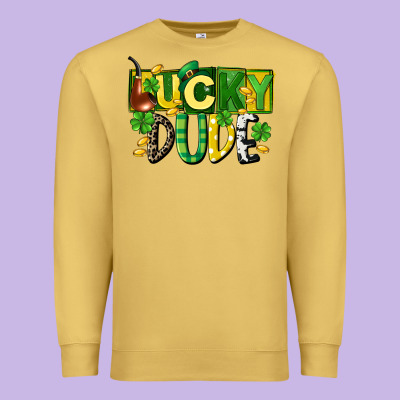 Lucky Dude  St. Patrick's Day Premium Sweatshirt Designed By Cowgirlartshop