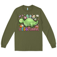 Army Green easter stegosaurus delight Long Sleeve Tee - LillyAllenDesigns