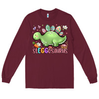 Burgundy easter stegosaurus delight Long Sleeve Tee - LillyAllenDesigns