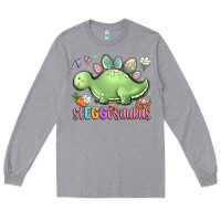 Heather Grey easter stegosaurus delight Long Sleeve Tee - LillyAllenDesigns