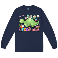 Navy easter stegosaurus delight Long Sleeve Tee - LillyAllenDesigns
