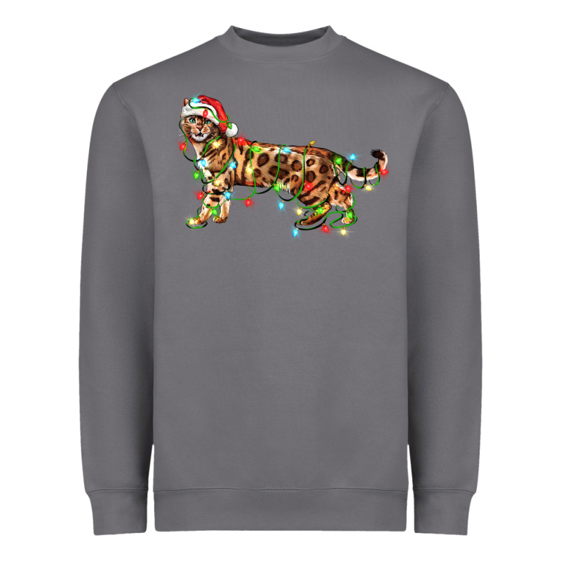 Christmas Bengal Cat Heavyweight Sweatshirt by LillyAllenDesigns | Teevron