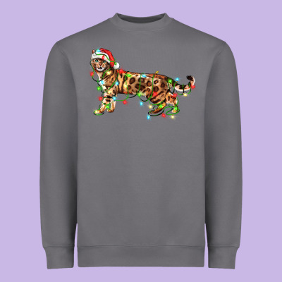 Christmas Bengal Cat Heavyweight Sweatshirt Designed By Lillyallendesigns