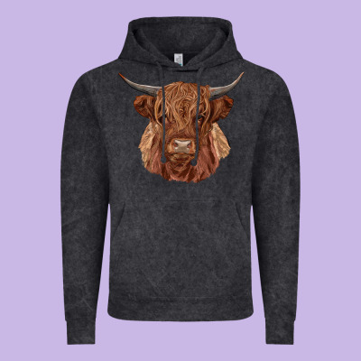 Highland Cow Vintage Hoodie Designed By Ranaportraitstore