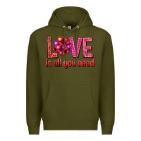 Army Green Love is all you need Valentine's Day Premium Hoodie - HowdyJamesFarm