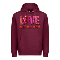 Burgundy Love is all you need Valentine's Day Premium Hoodie - HowdyJamesFarm