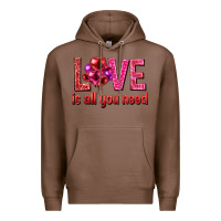 Chestnut Love is all you need Valentine's Day Premium Hoodie - HowdyJamesFarm