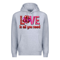 Heather Grey Love is all you need Valentine's Day Premium Hoodie - HowdyJamesFarm