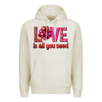 Oatmeal Heather Love is all you need Valentine's Day Premium Hoodie - HowdyJamesFarm