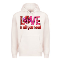 Pale Pink Love is all you need Valentine's Day Premium Hoodie - HowdyJamesFarm