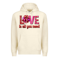 Sandshell Love is all you need Valentine's Day Premium Hoodie - HowdyJamesFarm