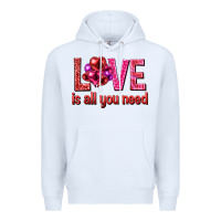 White Love is all you need Valentine's Day Premium Hoodie - HowdyJamesFarm