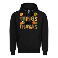 Black In all things give thanks Zipper Hoodie - NancyCooperArtShop