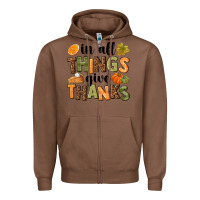 Chestnut In all things give thanks Zipper Hoodie - NancyCooperArtShop
