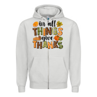 Dove Grey In all things give thanks Zipper Hoodie - NancyCooperArtShop