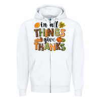 White In all things give thanks Zipper Hoodie - NancyCooperArtShop