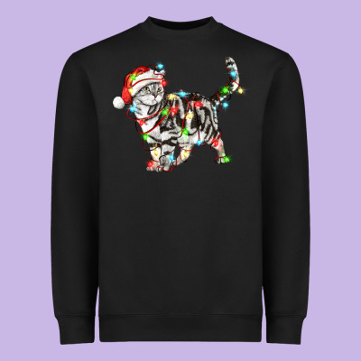 Christmas American Shorthair Cat Heavyweight Sweatshirt Designed By Lillyallendesigns
