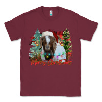 Burgundy merry Christmas goat Classic Tee - CowhideDigitalArt