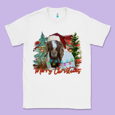 Merry Christmas Goat Classic Tee Designed By Cowhidedigitalart