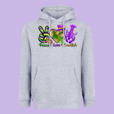 Peace Love Crawfish Heavyweight Hoodie Designed By Howdyjamesfarm