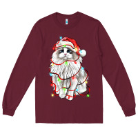 Burgundy christmas ragdoll cat Long Sleeve Tee - LillyAllenDesigns