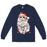 Navy christmas ragdoll cat Long Sleeve Tee - LillyAllenDesigns