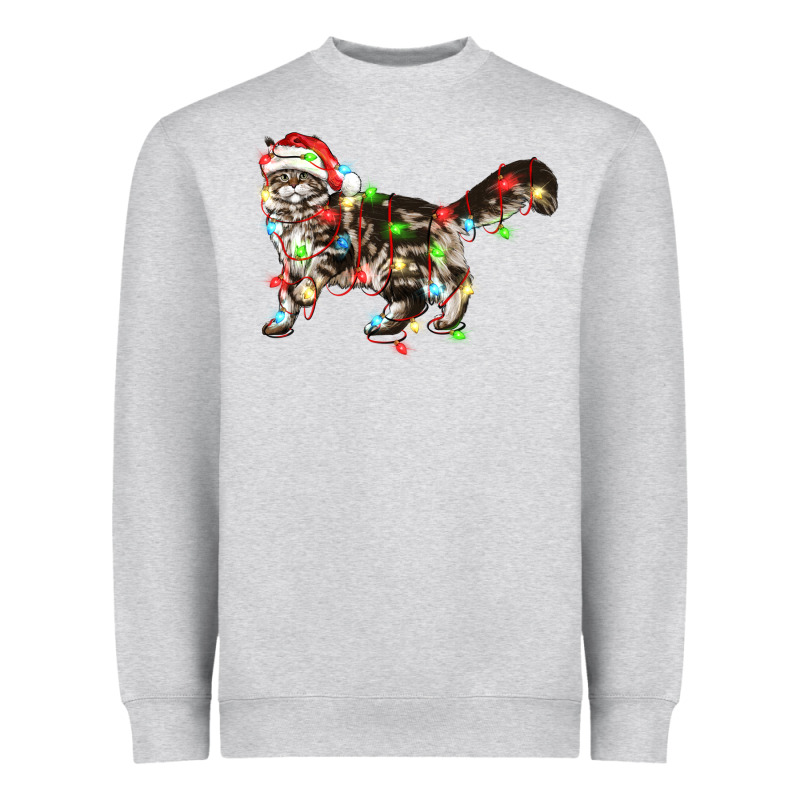 Christmas Christmas Maine Coon Cat Cat Heavyweight Sweatshirt by LillyAllenDesigns | Teevron