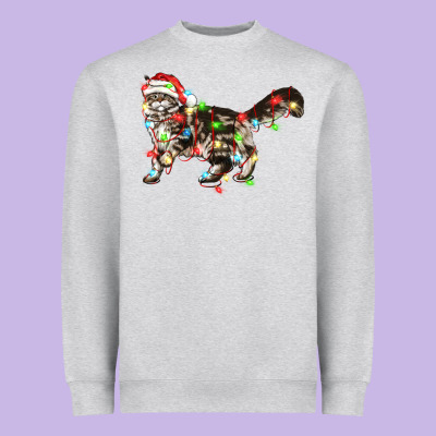 Christmas Christmas Maine Coon Cat Cat Heavyweight Sweatshirt Designed By Lillyallendesigns