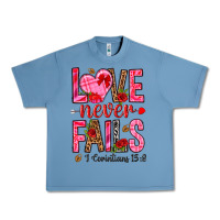 Pebble Blue love never fails i corintians 13 8 Urban Heavy Tee - NancyCooperArtShop