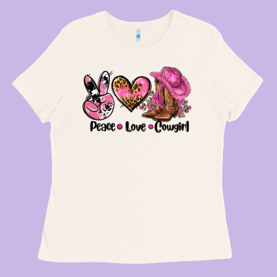 Peace Love  Cowgirl Ladies Tee Designed By Adodesignshop