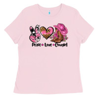 Bubblegum Pink peace love  cowgirl Ladies Tee - AdoDesignShop