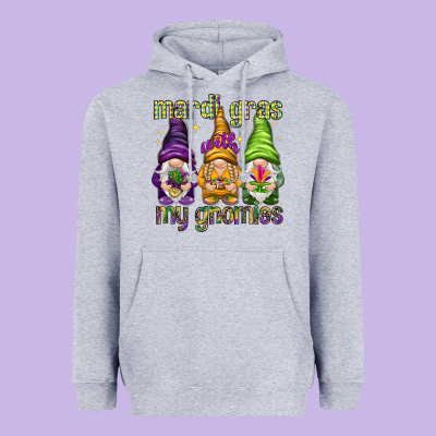 Mardi Gras With My Gnomies Heavyweight Hoodie Designed By Howdyjamesfarm