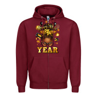 Burgundy happy new year afro messy bun Zipper Hoodie - texasbilliewilder