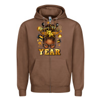 Chestnut happy new year afro messy bun Zipper Hoodie - texasbilliewilder
