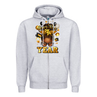 Heather Grey happy new year afro messy bun Zipper Hoodie - texasbilliewilder